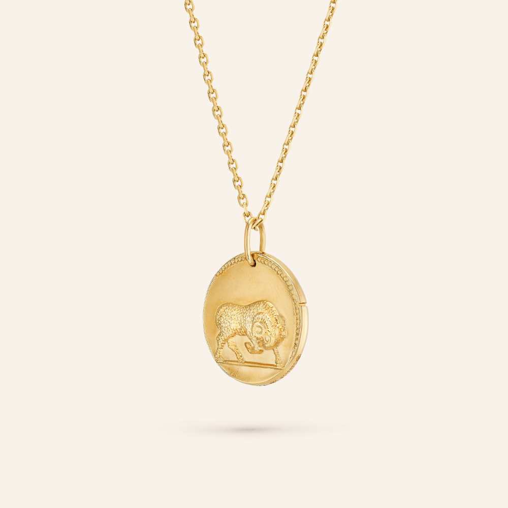 Aries Zodiac Coin Pendant Necklace