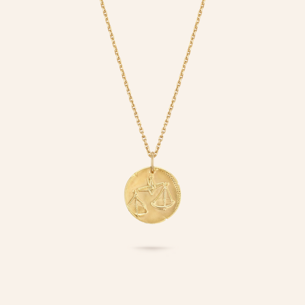 Libra Zodiac Coin Pendant Necklace