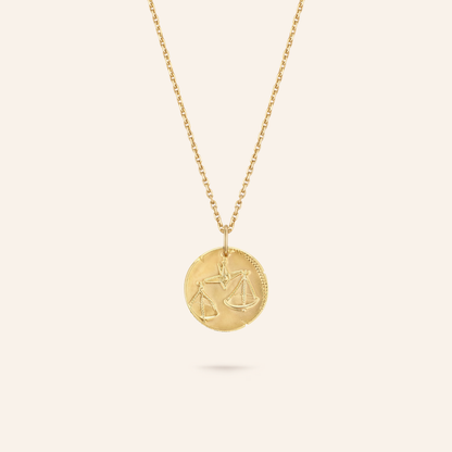 Libra Zodiac Coin Pendant Necklace