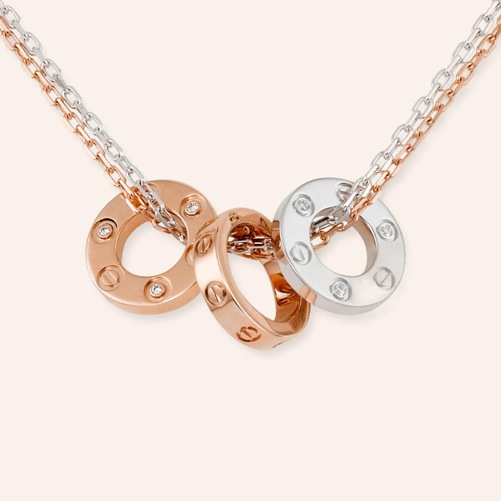 Two-Tone Triple Circle Link Necklace