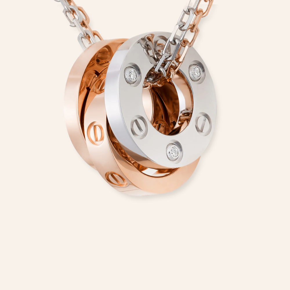 Two-Tone Triple Circle Link Necklace