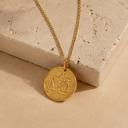 Libra Zodiac Coin Pendant Necklace