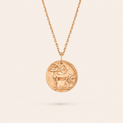 Sagittarius Zodiac Coin Pendant Necklace