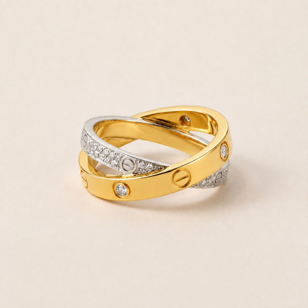 Love Pavé Double Band Ring