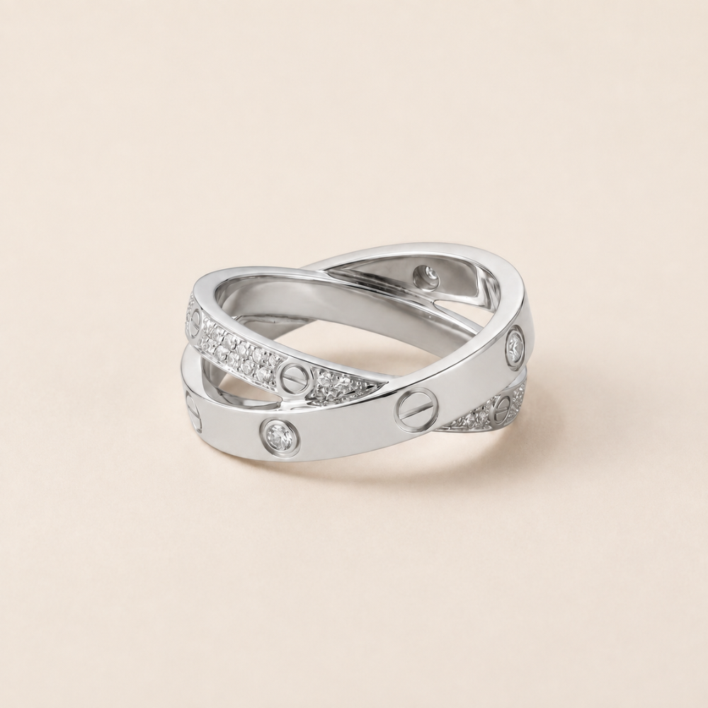 Love Pavé Double Band Ring