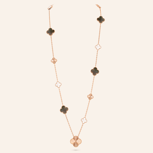Fifteen-Motif Mixed Clover Long Necklace