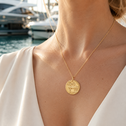 Sagittarius Zodiac Coin Pendant Necklace
