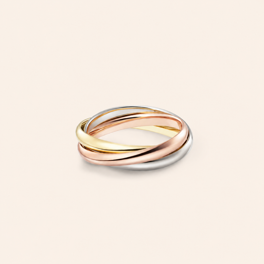 Tri-Color Interlocking Triple Band Ring