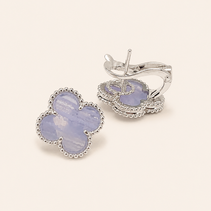 Vintage 1 Motif Chalcedony Clover Earrings