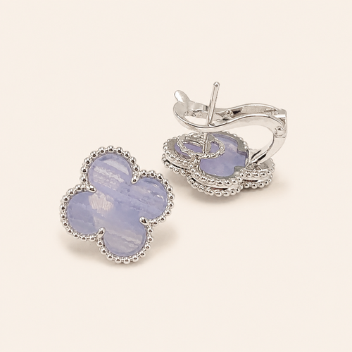 Vintage 1 Motif Chalcedony Clover Earrings