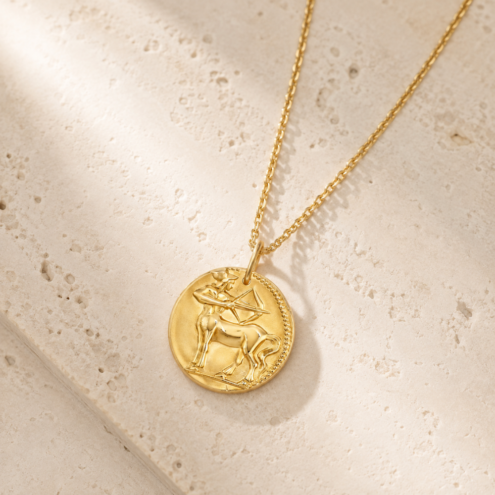 Sagittarius Zodiac Coin Pendant Necklace