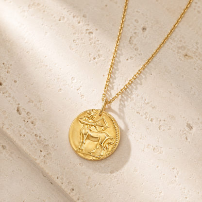 Sagittarius Zodiac Coin Pendant Necklace