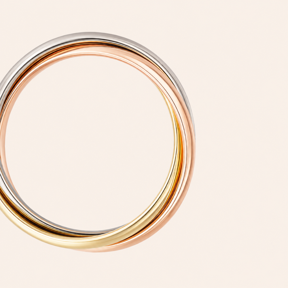 Tri-Color Interlocking Triple Band Ring