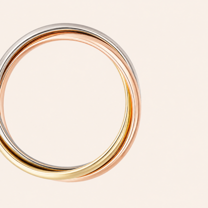Tri-Color Interlocking Triple Band Ring