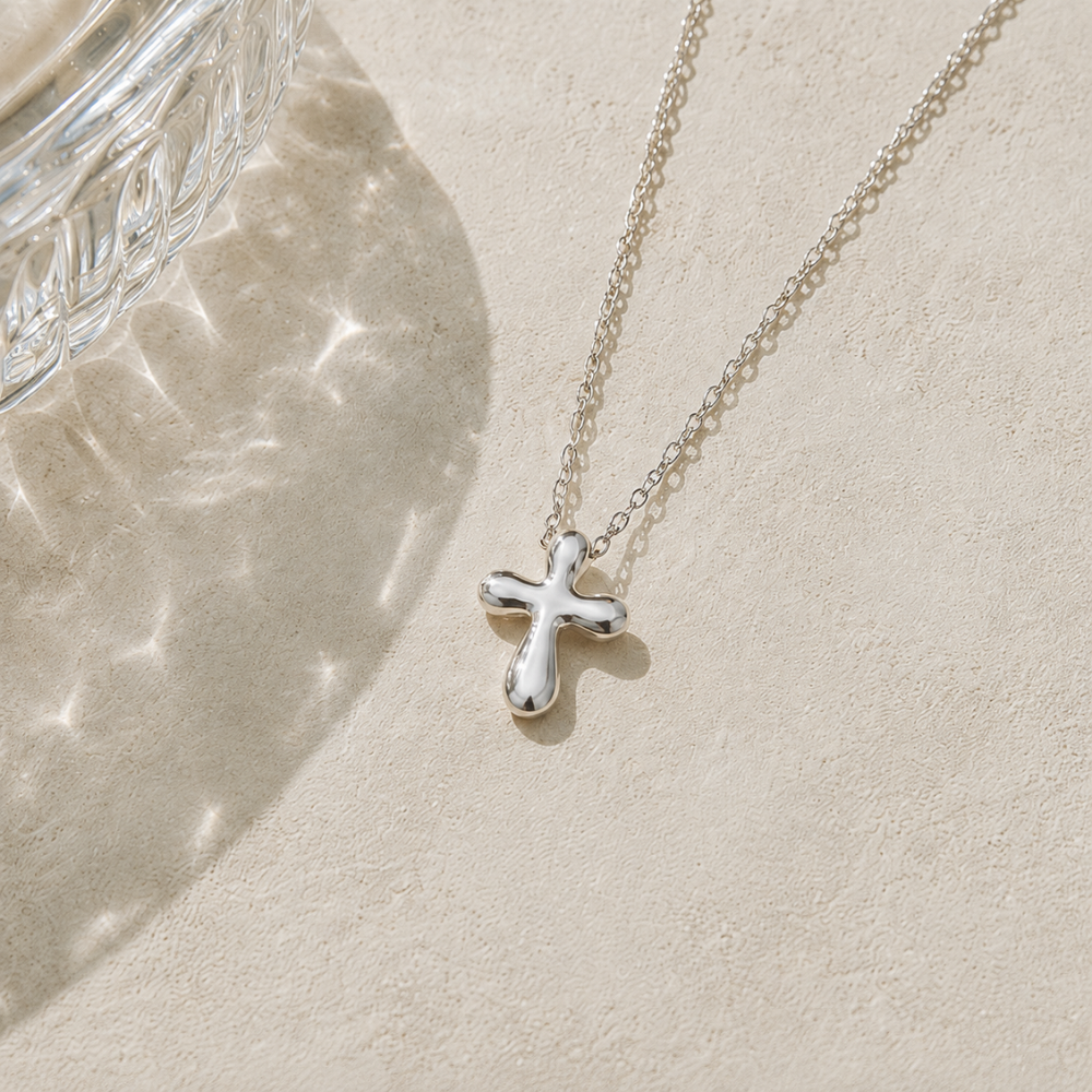 Sculpted Cross Pendant Necklace