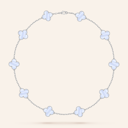 Chalcedony Ten-Motif Clover Necklace