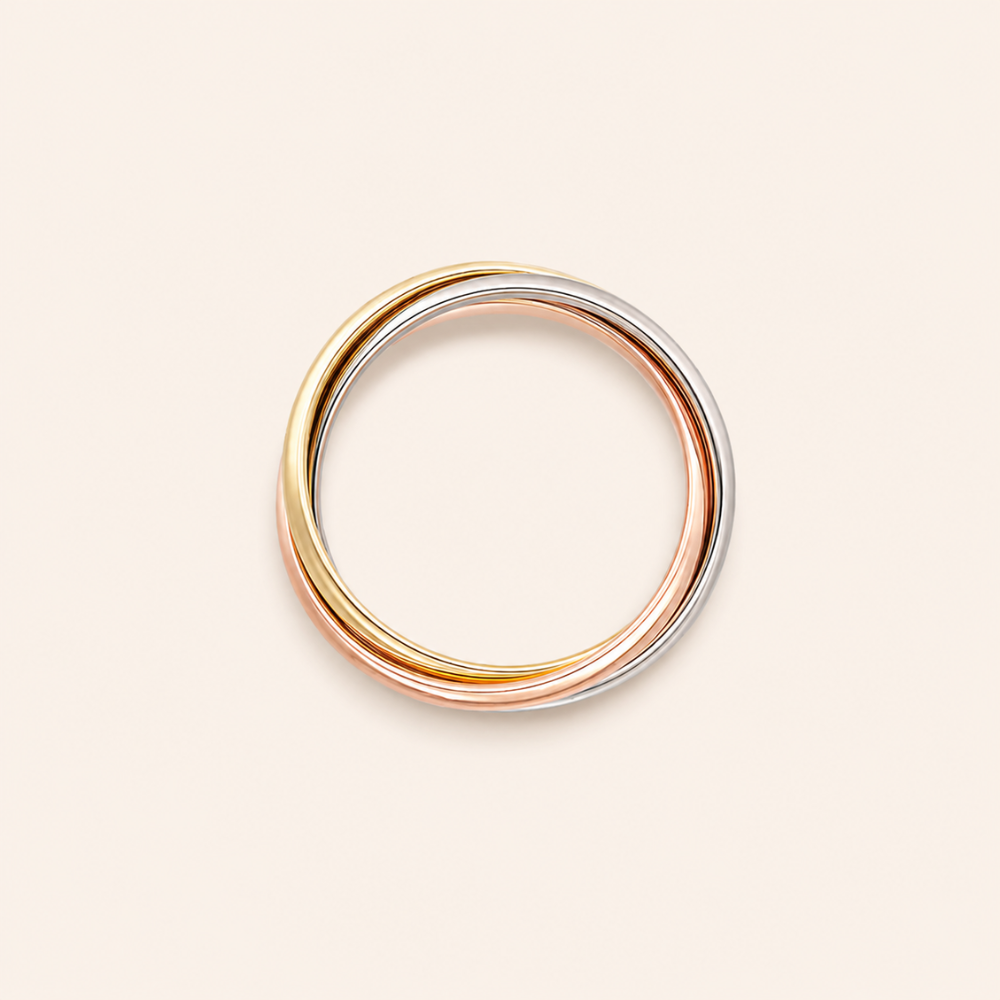Tri-Color Interlocking Triple Band Ring