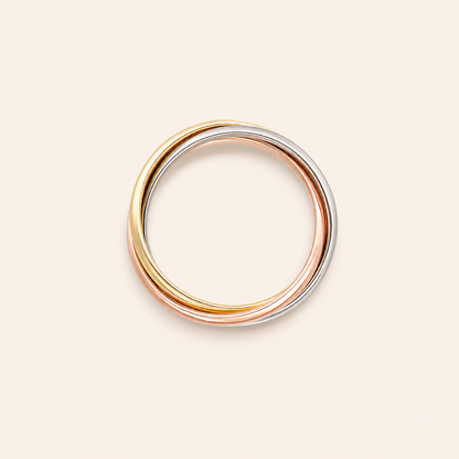 Tri-Color Interlocking Triple Band Ring
