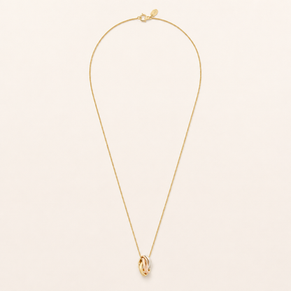 Tri-Color Interlocking Link Pendant Necklace