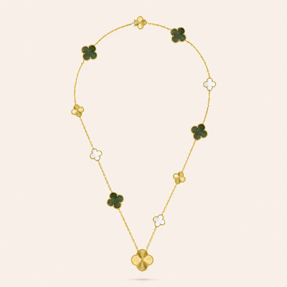 Fifteen-Motif Mixed Clover Long Necklace
