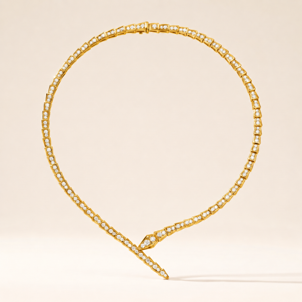 Serpenti Rose Pave Wrap Necklace