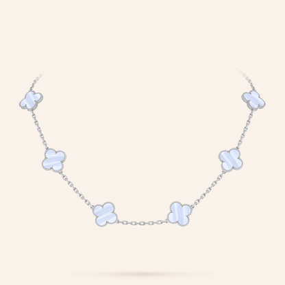 Chalcedony Ten-Motif Clover Necklace