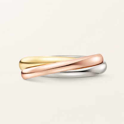 Tri-Color Interlocking Triple Band Ring