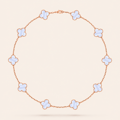 Chalcedony Ten-Motif Clover Necklace