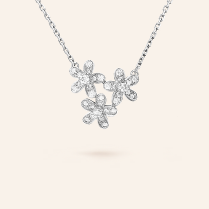 Three-Flower Pavé Cluster Necklace