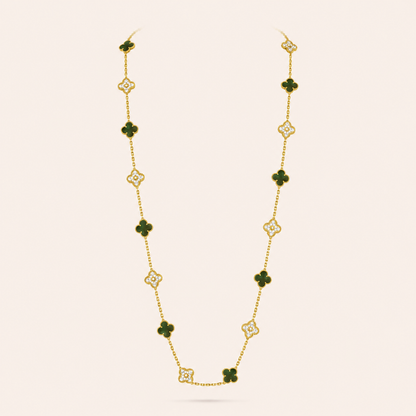Twenty-Motif Gray Clover & Pavé Long Necklace