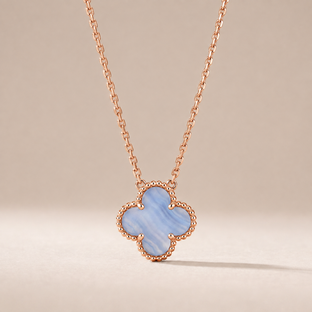 Vintage Alhambra 1 Blue Chalcedony Motif Necklace