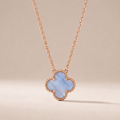 Vintage Alhambra 1 Blue Chalcedony Motif Necklace