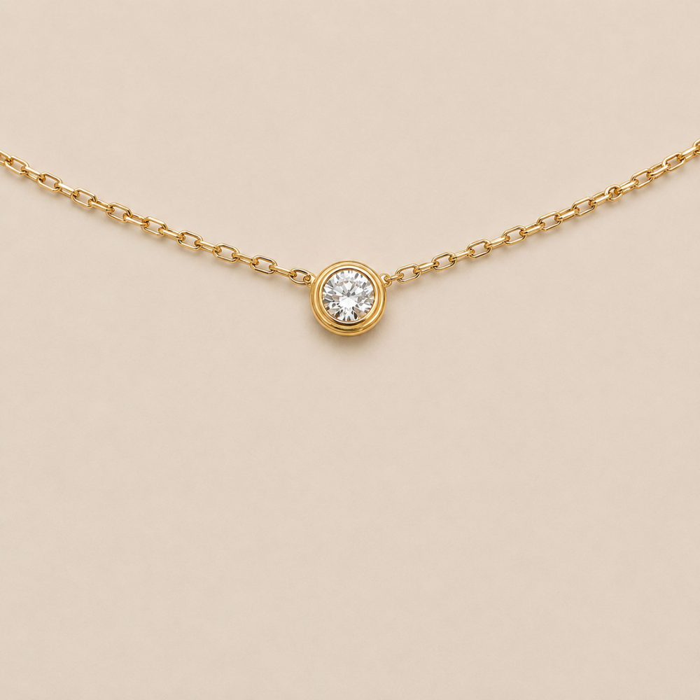 Solitaire Bezel CZ Pendant Necklace