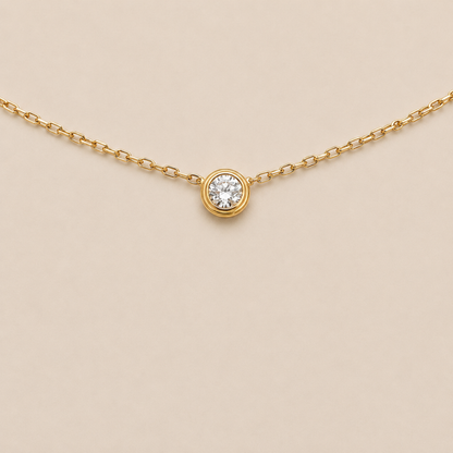 Solitaire Bezel CZ Pendant Necklace