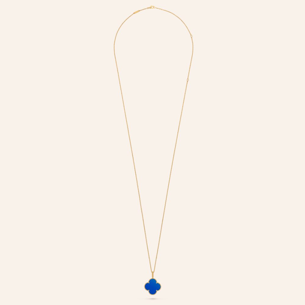 Magic Blue Agate Clover Pendant Necklace