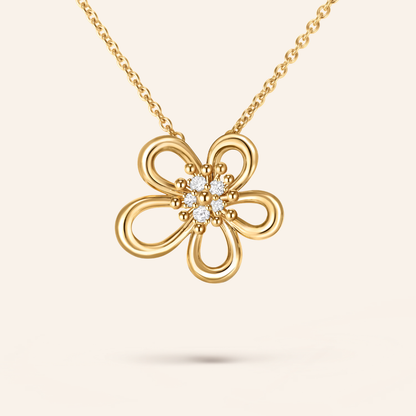 Floral Pendant Necklace with CZ Accents