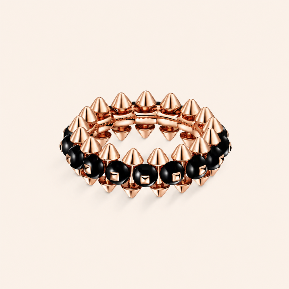Black Onyx Spike Beaded Bracelet