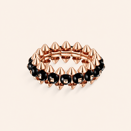 Black Onyx Spike Beaded Bracelet