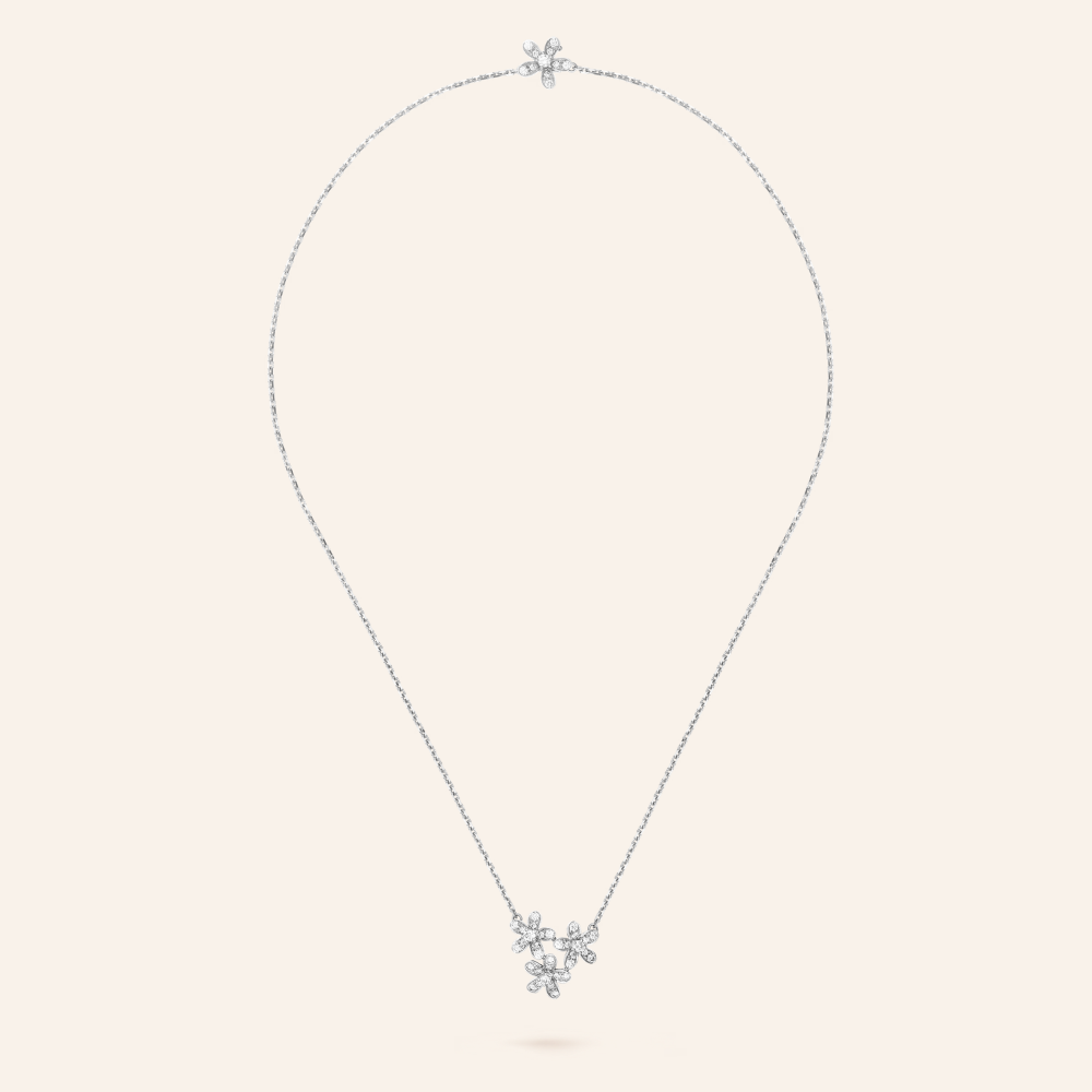 Three-Flower Pavé Cluster Necklace