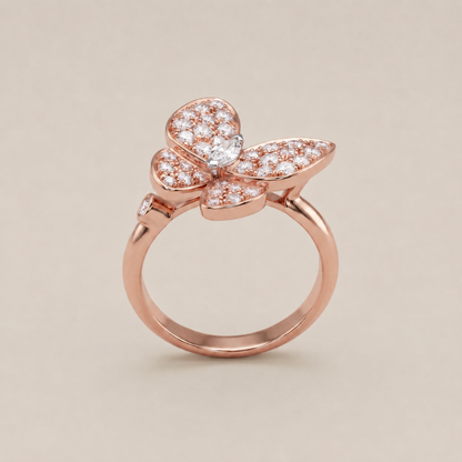 Two Butterfly Pavé Diamonds Ring