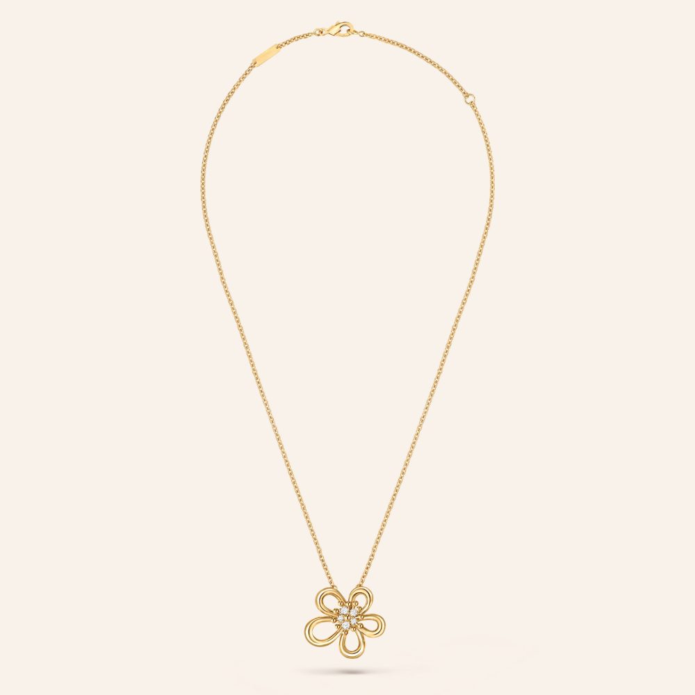 Floral Pendant Necklace with CZ Accents