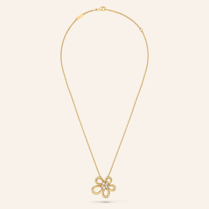 Floral Pendant Necklace with CZ Accents