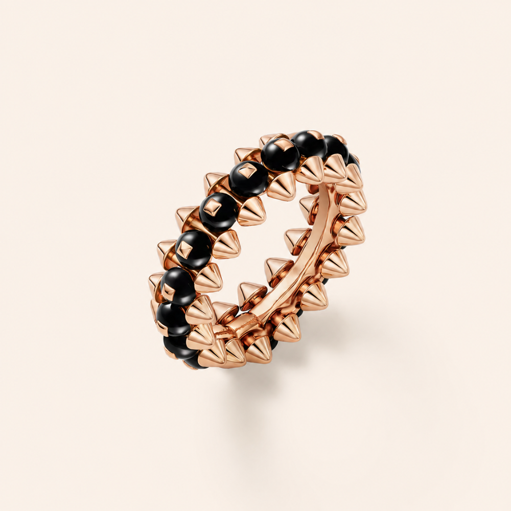 Black Onyx Spike Beaded Bracelet