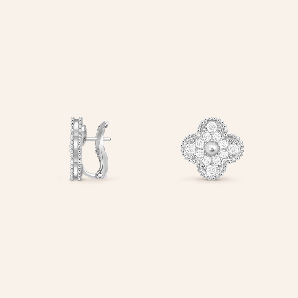 Pavé Clover Huggie Earrings