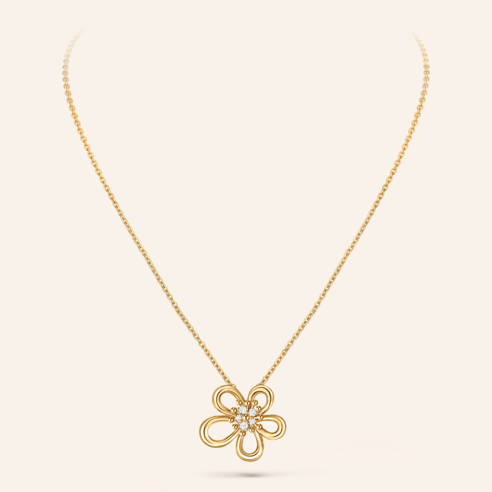 Floral Pendant Necklace with CZ Accents
