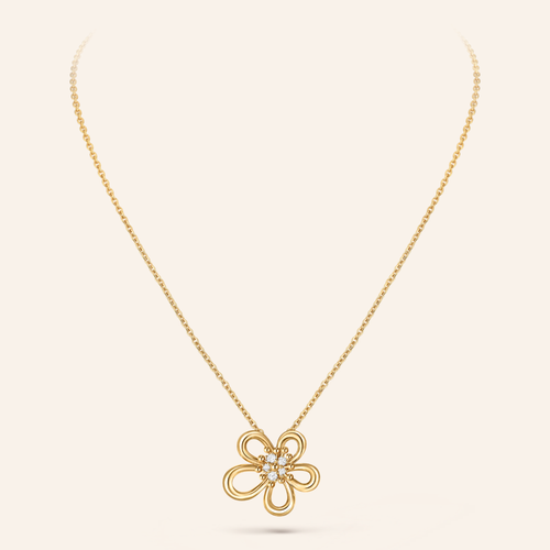 Floral Pendant Necklace with CZ Accents