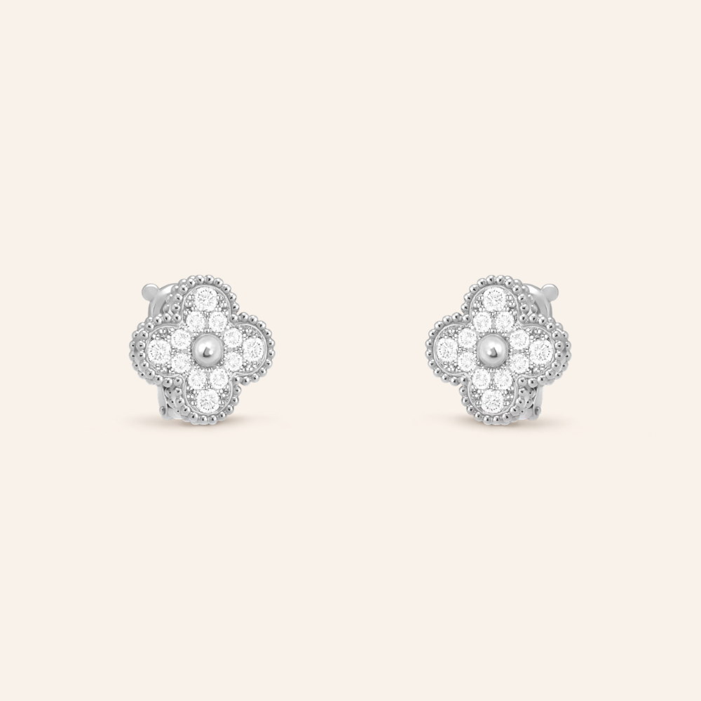 Pavé Clover Huggie Earrings