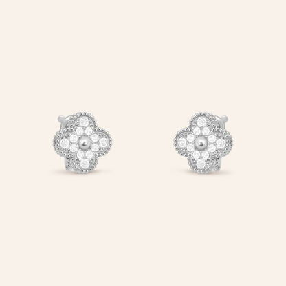 Pavé Clover Huggie Earrings