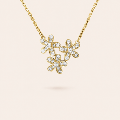 Three-Flower Pavé Cluster Necklace