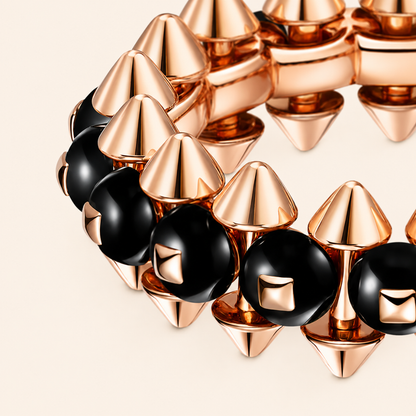 Black Onyx Spike Beaded Bracelet